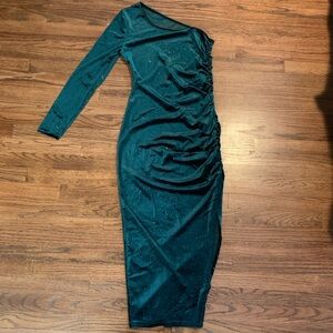 Shein Dress Womens One Shoulder Bodycon Sparkle Velvet Slit Large